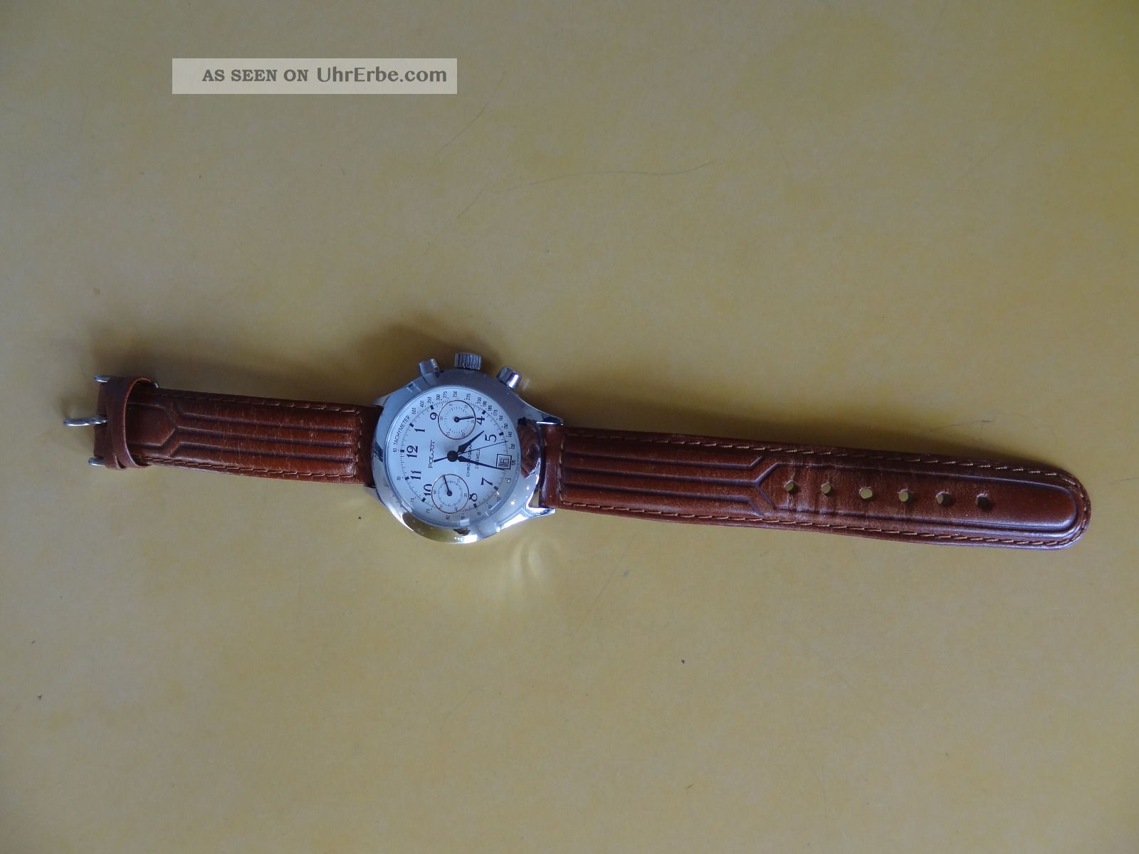Armbanduhr / Poljot Chronograph, Analog, Handaufzug, Lederarmband