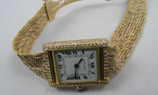 Selten Cartier Tank 750 Gelb -,  Rot -,  Weiß Gold Handaufzug Uhr Armbanduhr Bild