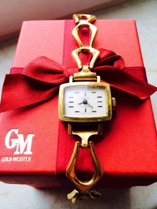Wunderschöne Goldene Damen Glashütte Armbanduhr Top Bild