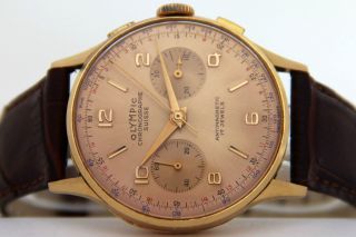 Olympic Chronographe Suisse 18k / 750er Gold - Kal.  Landeron 51 - 1960er Jahre Bild