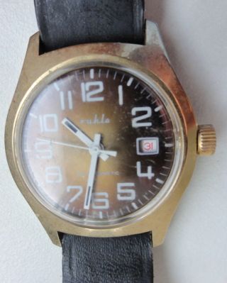 Gebrauchte Armbanduhr Uhr Datum Anzeige Preisschild Ddr Sammlung Technik Intakt Bild