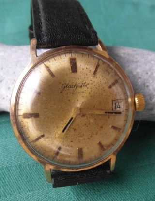 Zeitlose Glashütte Uhr Vintage Armbanduhr Datum Handaufzug 17 Rubis Um 1960 - 70 Bild
