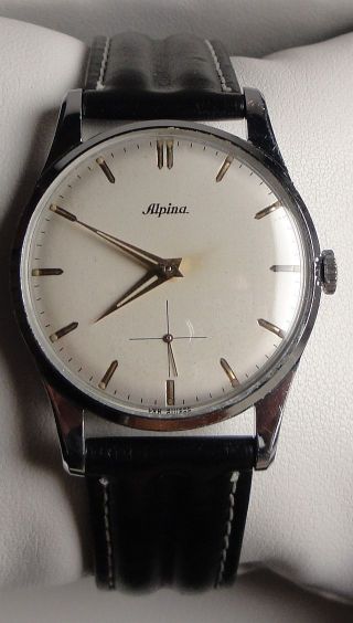 Vintage Armbanduhr Alpina Cal.  592 – Ca.  1950 – Einfach Ablesbares Zifferblatt Bild