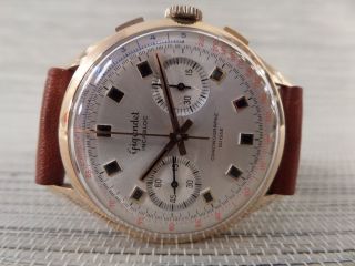 Gigandet 18k 750 Gold Chronograph Alte Armbanduhr Old Mens Wrist Watch Antique Bild