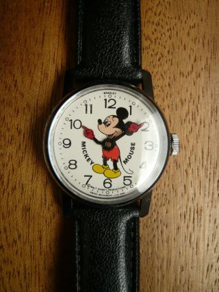 Bradley Mickey Mouse Micky Maus Mechanische Armbanduhr Handaufzug Swiss Made Nos Bild