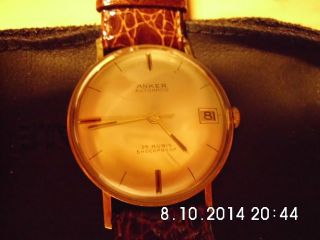Herren Armbanduhr Mechanisch Marke Anker Massiv Aus Gold 14k (585) Gepünzt Bild