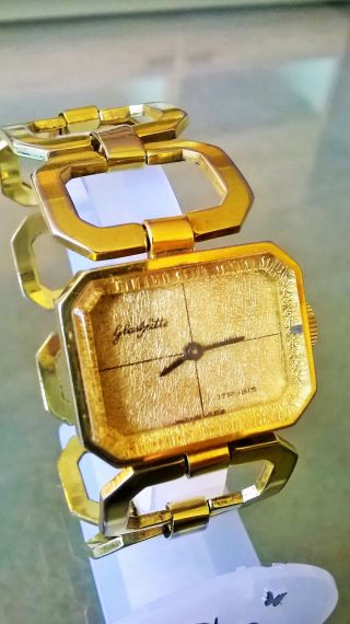 Schöne Große Vergoldete Glashütte Damen Armbanduhr Bild