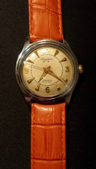 Dugena Armbanduhr Handaufzug Vintage 60er Jahre Lederband Bild
