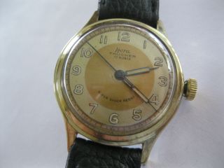 Alte Armbanduhr Hora Taucher 20 Mk Gold 17 Rubis Mech.  Werk Zifferblatt Gold/weiß Bild