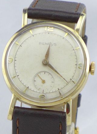 Benrus 585er Gold Armbanduhr Vintage Class Mechanisch Handaufzug Bild