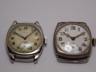 2 Antike Herren Armband Uhren Longines Und Adolph Schild Schöner Orig. Bild