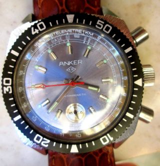 Ruhla Chronograph Anker Export Modell Armbanduhr Drehbare Lünette Handaufzug Bild