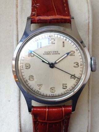 Glycine Bienne - Geneve - Millitary Stahl Herren Uhr - Handaufzug Bild