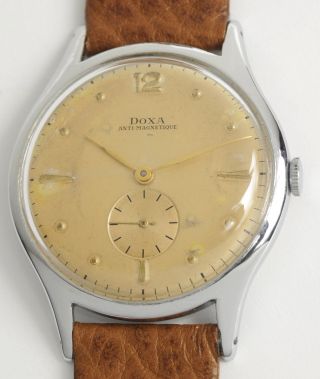 Doxa Große,  Antike Schweizer Armbanduhr.  38 Mm Swiss Made Vintage Watch.  1951 Bild