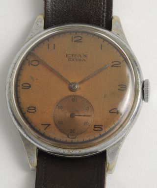 Erax Extra Antike Armbanduhr Mit As1130 Wehrmachtswerk.  Swiss Made Vintage Watch Bild