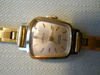 Uhr,  Goldene Damen - Armbanduhr,  Bergana,  21 Rubis,  Incablock,  Mech.  Werk Bild