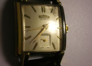 Seltene Vintage Roamer Incabloc Armbanduhr Tank & Glas Gewölbt Rarität Nachlass Bild