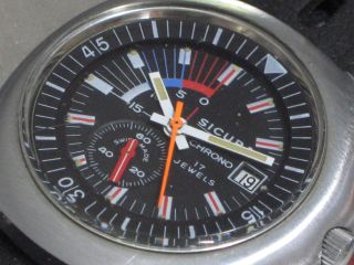 Sicura Chrono Diver Chronograph 70er Jahre Herren - Armbanduhr Kal.  Eb 8800 Bild