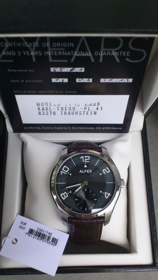 Alfex Badus Swiss Made Handaufzug Unitas 6498 Mechanisch Herrenuhr Np 950€ Bild