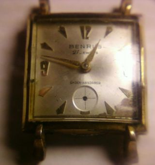 Rare Vintage Swiss Benrus Dm 451 21j.  Gents Square Wrist Watch Bild