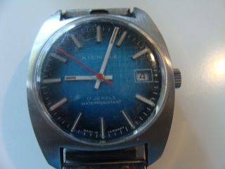 Alte Kienzle Armbanduhr Blaues Zifferblatt 70er Jahre Bild