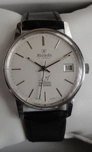 Armbanduhr Nivada Handaufzug In Edelstahl Mit Datum Bild