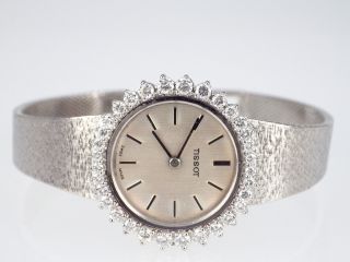 Tissot Swiss 750 Weißgold Gold 0,  80 Ct Brillant Damen Armbanduhr Uhr,  Mechanisch Bild