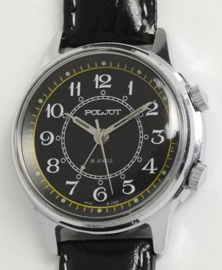 Poljot Signal Klassische Soviet Wecker Armbanduhr Made In Ussr Alarm Dress Watch Bild