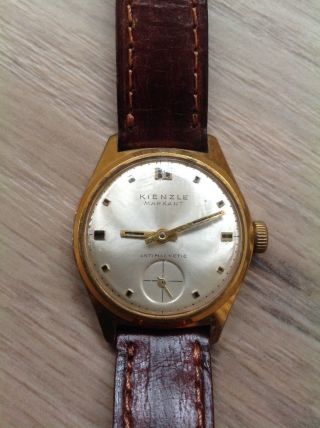 Alte Vintage Kienzle Markant Antimagnetic Armbanduhr Lederarmband Handaufzug Bild