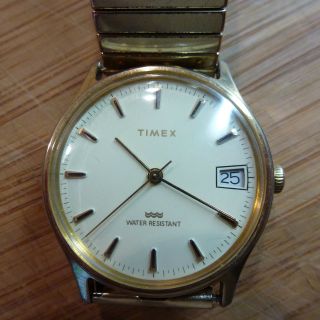 Timex Herrenuhr Mechanisch Handaufzug Armbanduhr Uhr Sammler Mit Datum Bild
