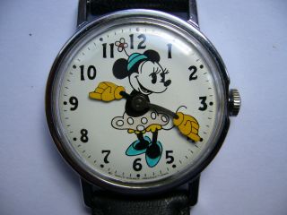 Sammleruhr Minnie Mouse Antik Vintage Alt Sammler Rar Selten Design Bild