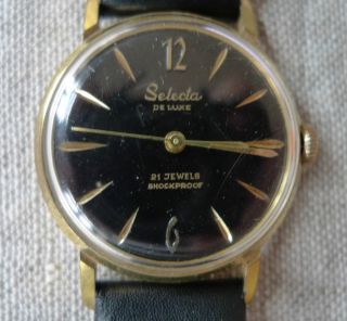 Selecta De Luxe Herrenarmbanduhr 21 Jewels Schwarzes Zifferblatt Bild