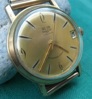 Klassische Uhr Gub Glashütte Sachsen 17 Rubis Datum Vintage Um 1955 - 60, Bild