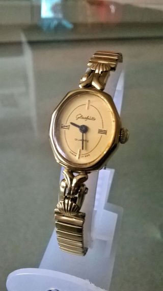 Schöne Glashütte Damen Armbanduhr Vergoldet Bild