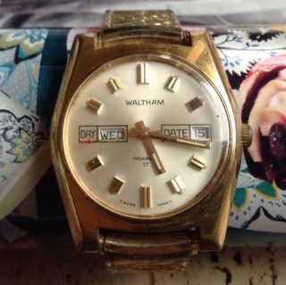 Vintage Waltham Incabloc 17 Swiss Quarz Armband Uhr Look Bild