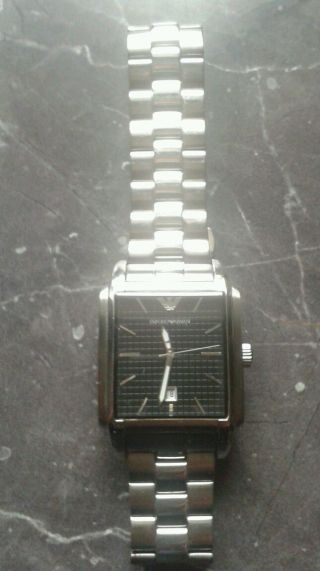 Emporio Armani Herren Uhr Schwarz Silber Edelstahl Armbanduhr Ar0482 Wie Bild