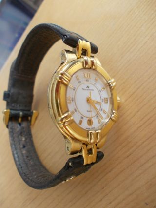 ♥ Goldene Maurice Lacroix Luxus Uhr Modell Calypso ♥ Neue Batterie ♥ Bild