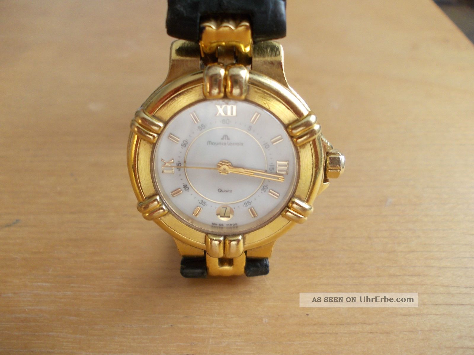 ♥ Goldene Maurice Lacroix Luxus Uhr Modell Calypso ♥ Neue Batterie ♥