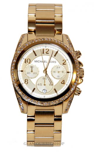 Michael Kors Mk5166 Uhr Damenuhr Armbanduhr Chronogpraph Gold Analog Quarz Bild