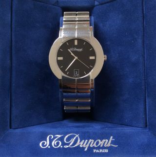 S.  T.  Dupont Geometrie Uhr/ Watch - Ovp,  Dokumente & Quittung,  Ersatzbandglied Bild