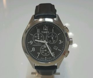 Timex Herren Armbanduhr Classic T2m467pg Schwarz Indiglo Chronograph Leder Bild