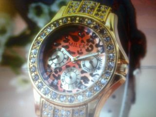Damen Armbanduhr Goldfarben Leopard Braun/schwarz Bild