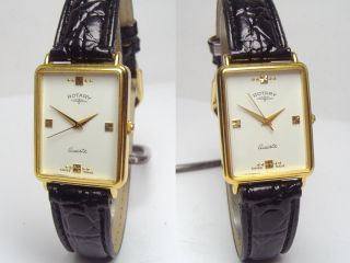 Rotary Goldene Swiss Made Armbanduhr Mit Neuem Kroko Armband Bild