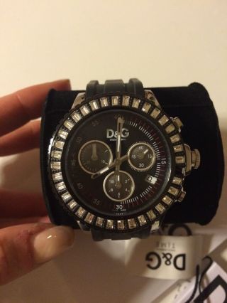D&g Dolce Gabbana Uhr Chronograph Dw0410 Swarovski Schwarz Bild