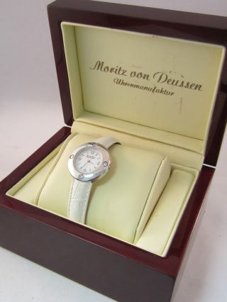 Damenuhr Moritz Von Deussen Uhrenmanufaktur Quartz Armbanduhr 935 Silber Gehäuse Bild