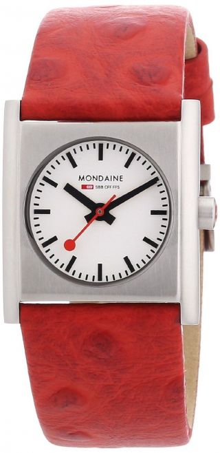 Mondaine A658.  30320.  26sbc Bahnen Evo Quadrat Frauen Rote Leder Uhr, Bild