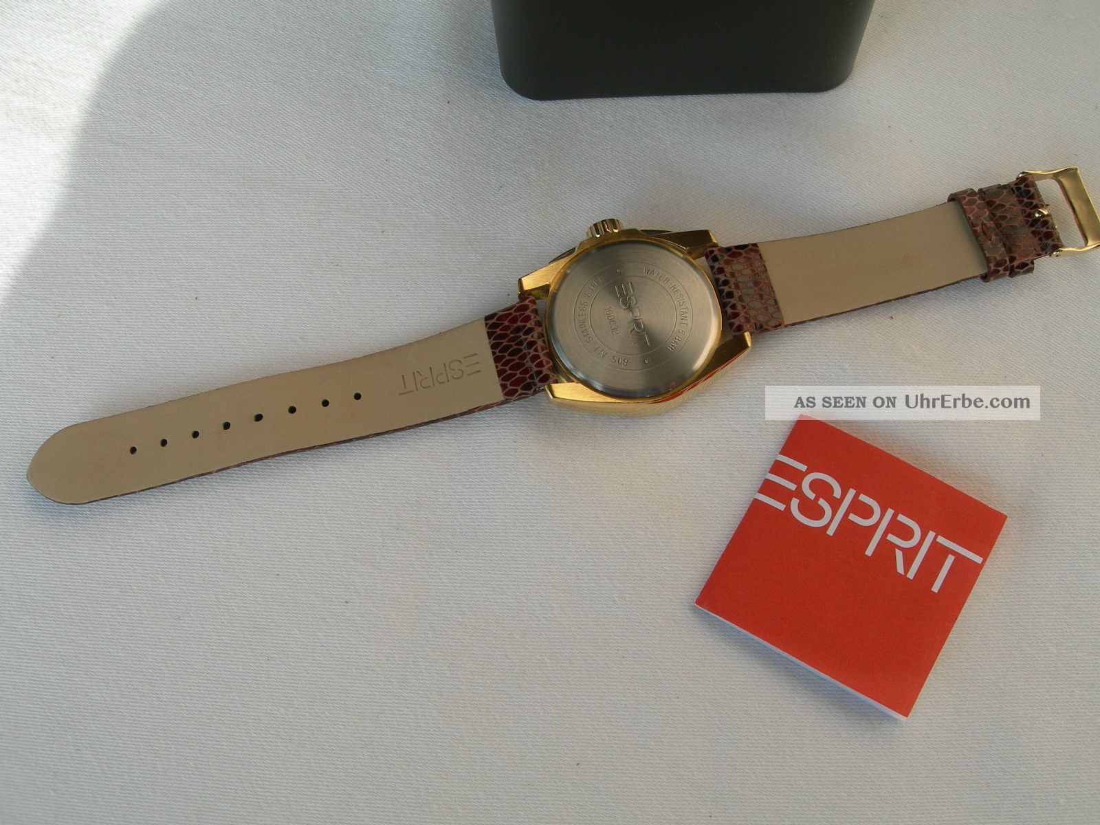 Esprit Damenuhr Gold Mit Zirkonia Und Kroko Lederarmband Braun