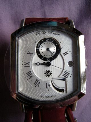 R.  U.  Braun Automatik Uhr,  Modell Rub 02 - 001,  Ungetragen Bild