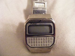 Vintage Pulsar Calculator Alarm Y739 5019 Quarz Uhr Armbanduhr Digital Bild