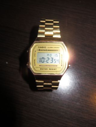 Casio A168 Digital Armbanduhr Vergoldet Gold Uhr Bild